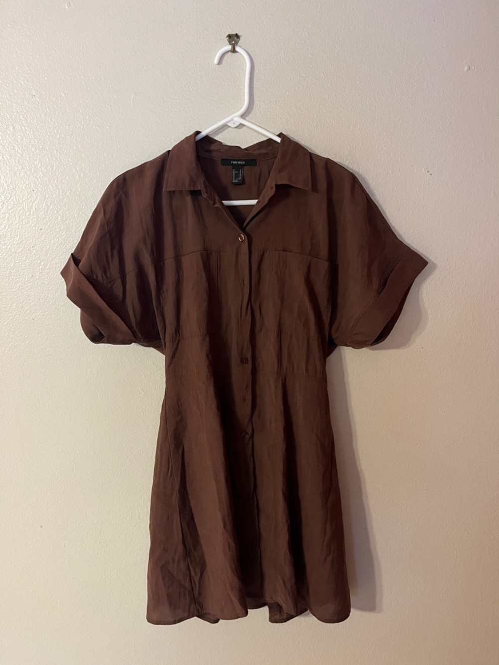 Forever 21 Brown Button-Front Mini Dress